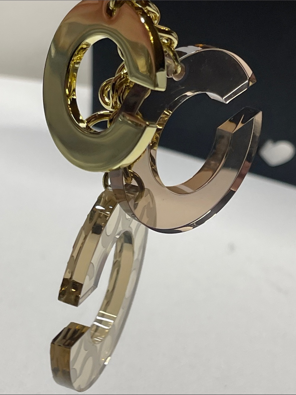 Coach Multi-Tone 'C' Charm Keychain with Gold Hardware - Picture 4 of 5